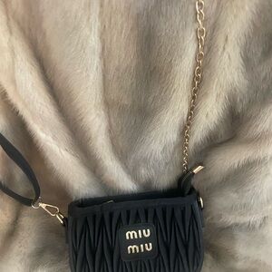 Miu Miu Black Crossbody Bag with Gold Chain